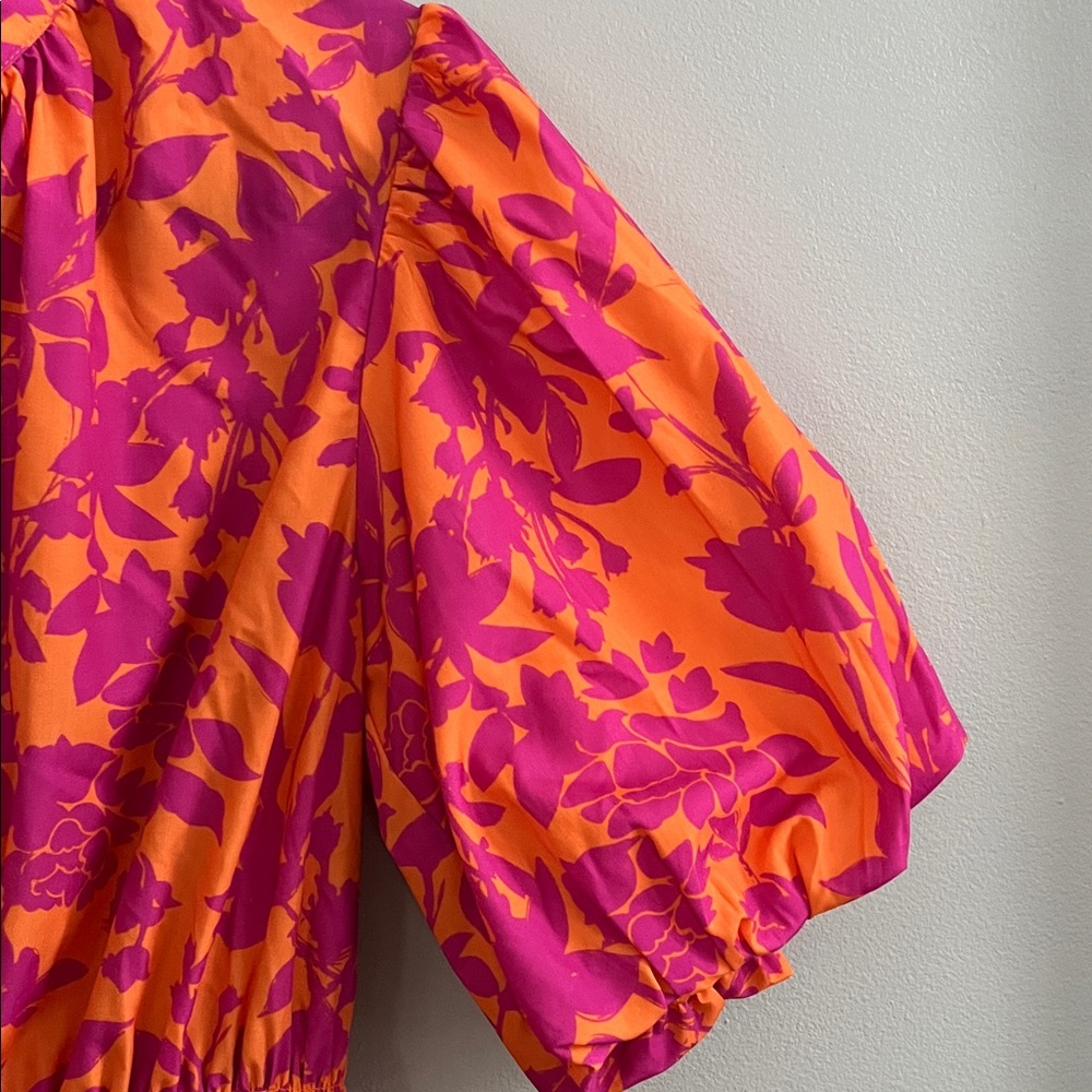 THML Living The Dream Orange & Pink Floral Mini Dress size medium - Picture 7 of 16